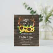 Budget Sunblumen Antlers Chic Save the Date (Stehend Vorderseite)
