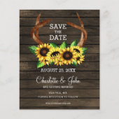 Budget Sunblumen Antlers Chic Save the Date (Vorderseite)