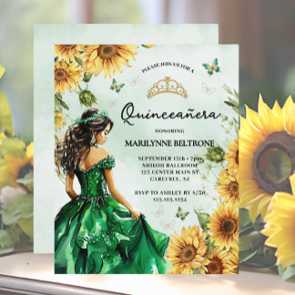 Budget Sunflower Butterfly Prinzessin Quinceañera