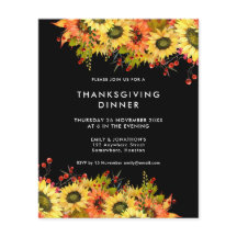 Budget Sunflower Erntedank Dinner Black Einladung