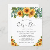 Budget Sunflower Eucalyptus Baby Sprinkle Einladun (Vorne/Hinten)