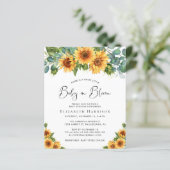 Budget Sunflower Eucalyptus Baby Sprinkle Einladun (Stehend Vorderseite)