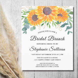 Budget Sunflower Eucalyptus Bridal Brunch Einladun