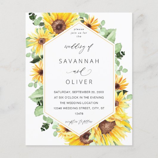 Budget Sunflower & Eucalyptus MOD Wedding W Flyer (Vorne)
