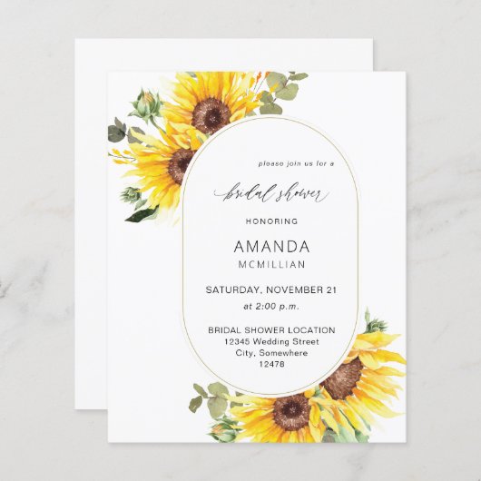 Budget Sunflower & Eukalyptus Floral Brautparty (Vorne/Hinten)