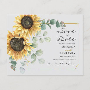 Budget Sunflower Eukalyptus Floral Save the Date