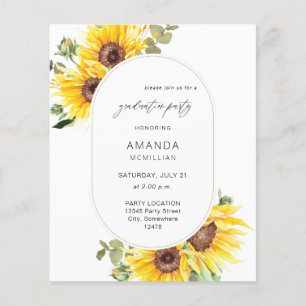 Budget Sunflower & Eukalyptus Graduation Party Flyer