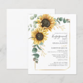 Budget Sunflower Eukalyptus Verlobung Einladung (Vorne/Hinten)