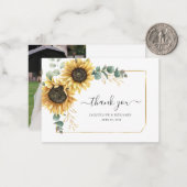 Budget Sunflower Eukalyptus Wedding Dankeschön Kar Mitteilungskarte (Vorderseite/Rückseite Beispiel)
