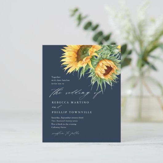 Budget Sunflower Script Einladung (Stehend Vorderseite)