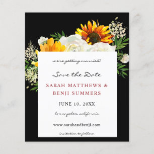 Budget Sunflower & W Floral B Künstlerisch Save th Flyer