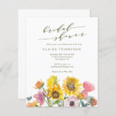 Budget Sunflower Watercolor Script-Brautparty (Vorne/Hinten)