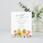 Budget Sunflower Watercolor Script-Brautparty (Stehend Vorderseite)