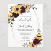 Budget Sunflower Wedding QR Code UAWG Einladung (Vorderseite)