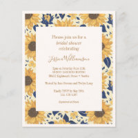 Budget Sunflower Yellow Blue Brautparty Einladung