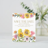 Budget Sunflower Yellow Watercolor Save the Date (Stehend Vorderseite)