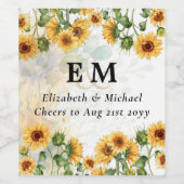 Budget SUNFLOWERS Dusty Blue Wedding Weinetikett (Einzelnes Label)