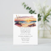Budget Sunset Beach Sea Einladung (Stehend Vorderseite)