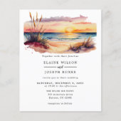 Budget Sunset Beach Sea Einladung (Vorderseite)