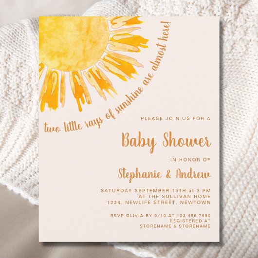 Budget Sunshine Couples Twins Baby Dusche laden ei