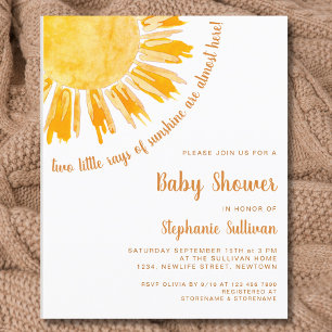 Budget Sunshine Twins Baby Shower Einladung
