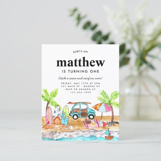 Budget Surf's Up Board Beach Wave Surfen Geburtsta (Stehend Vorderseite)