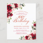 BUDGET SURPRISE PARTY 100th Birthday Pink Red Rose (Vorderseite)