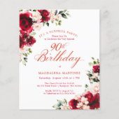 BUDGET SURPRISE PARTY 90th Birthday Pink Red Rose (Vorderseite)