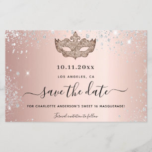 Budget Süße 16 Maskenball Roségold Save-the-Date-K