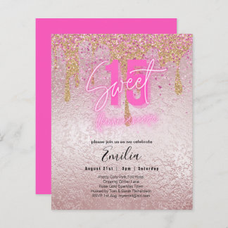 Budget Sweet 15 Rosa Glitzer Foil Quinceanera Glam