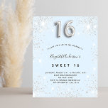 Budget Sweet 16 baby blue silber Glitzer<br><div class="desc">Eine moderne,  stilvolle und glamouröse Einladung für eine Girl's Sweet 16,  16. Geburtstagsparty. Babyblau,  mit Imitaten verziert,  silberfarbener Glitzer. Personalisieren Sie Ihren Namen und Ihre Party-Daten und fügen Sie diese hinzu. Nummer 16 wird mit einem Schriftart im Ballonstil geschrieben,  Skript.</div>