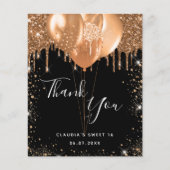 Budget Sweet 16 Black Gold Glitzer Vielen Dank (Vorderseite)