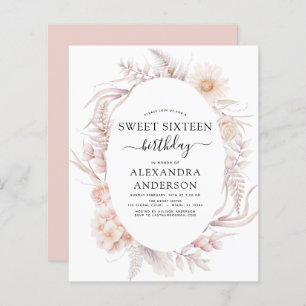 Budget Sweet 16 Boho Dusty Pink Floral Geburtstag