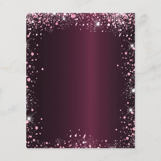 Budget Sweet 16 bordeauxrosa Glitzer Blumenzitara (Rückseite)