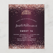 Budget Sweet 16 burgundy Rose gold tiara (Vorderseite)