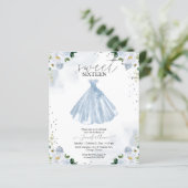 Budget Sweet 16 Einladung Blaues Blumenkleid (Stehend Vorderseite)