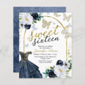 Budget Sweet 16 Einladung Blumenkleid Schmetterlin (Vorne/Hinten)