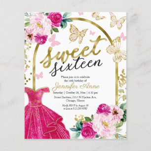 Budget Sweet 16 Einladung Florales Kleid Schmetter