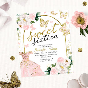 Budget Sweet 16 Einladung Florales Kleid Schmetter