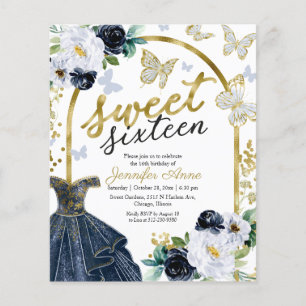 Budget Sweet 16 Einladung Florales Kleid Schmetter