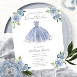 Budget Sweet 16 Einladung Silver Dusty Blue Gown<br><div class="desc">Delikate, skurrile Kleidung, 16 . Geburtstag Geburtstagsfeier Einladungen. Einfach mit Ihren Daten personalisieren. Bitte kontaktieren Sie mich per Chat, wenn Sie Fragen zum Kunstwerk haben oder eine Anpassung benötigen. Karo der Auflistung für weitere Elemente. BITTE BEACHTEN SIE: Für Unterstützung bei Bestellungen, Versand, Produktinformationen usw. wenden Sie sich direkt an den...</div>