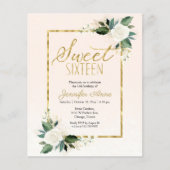 Budget Sweet 16 Einladung Weiße Blüte Blüte (Vorderseite)