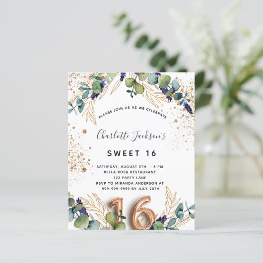 Budget Sweet 16 eucalyptus greenery Glitzer (Stehend Vorderseite)
