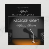 Budget Sweet 16 Karaoke Nacht Party Einladung (Vorne/Hinten)