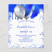 Budget Sweet 16 königsblau-weiße Einladung (Vorderseite)