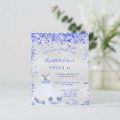 Budget Sweet 16 königsblaue Silber Einladung (Stehend Vorderseite)