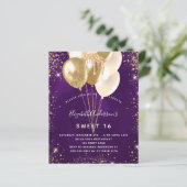 Budget Sweet 16 lila Goldballons Glitzer (Stehend Vorderseite)