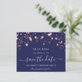 Budget Sweet 16 marineblaue Rose Save the Date (Stehend Vorderseite)