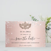 Budget Sweet 16 masquerade Rose Gold Save the Date (Stehend Vorderseite)