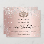 Budget Sweet 16 masquerade Rose Gold Save the Date (Vorne/Hinten)